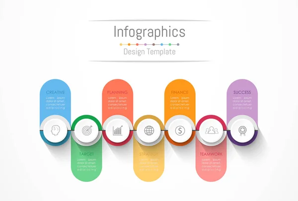 Infographic designelement för dina affärsdata med 7 alternativ. — Stock vektor