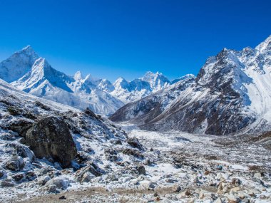 Himalaya dağ manzaralı rota Everest Saha Kampı için