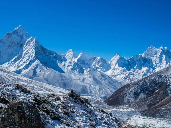 Uitzicht Himalaya Bergen Route Naar Everest Base Camp Stockafbeelding
