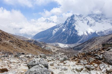 Himalaya dağ manzaralı rota Everest Saha Kampı için