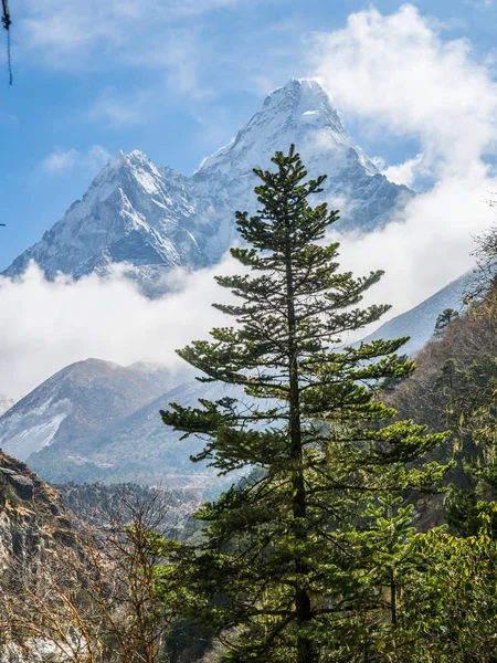 Belas Vistas Montanha Neve Himalaia Rota Para Acampamento Base Everest Imagens De Bancos De Imagens