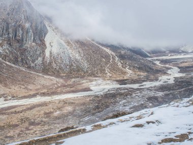 Himalaya dağ manzaralı rota Everest Saha Kampı için