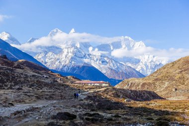 Himalaya dağ manzaralı rota Everest Saha Kampı için