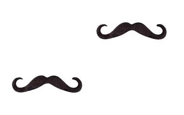 Beyaz üzerine izole edilmiş bıyık çifti