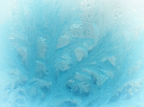 Fantastic fairy-like light blue frost pattern — Stock Photo, Image