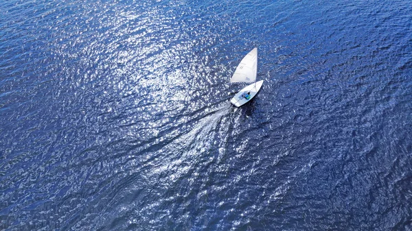 Aerial Nautical Sailling Catboat Yacht — Stock Photo, Image
