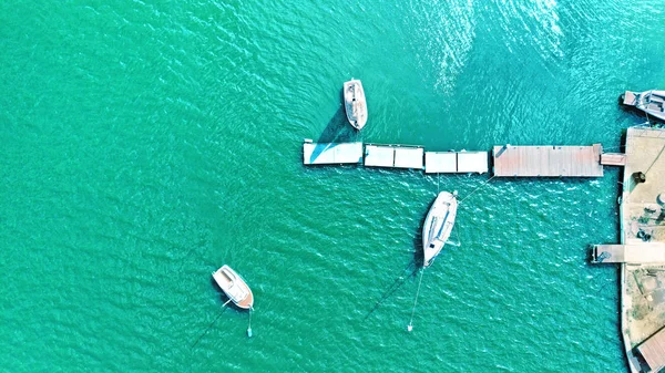 Aerial Sea Port Yachts Little Waterfront Sailing Ships — Stock Photo, Image