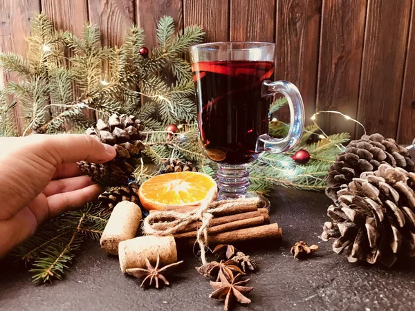 Composition Hot Mulled Wine — Stock Photo, Image