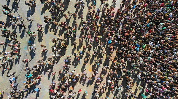Aerial Top View Crowd People Square Mass Gathering People — Stock Photo, Image