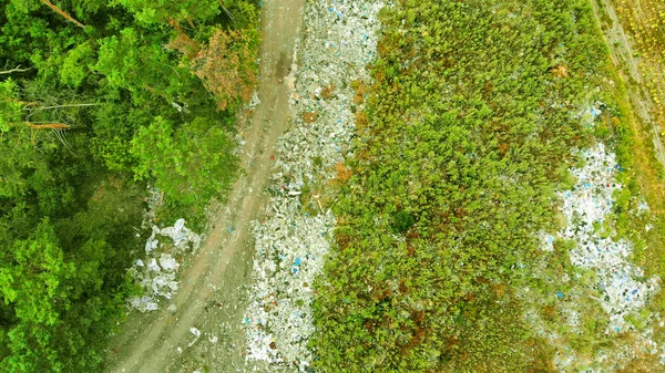 Antenn Föroreningar Naturen Sopor Dump Ovan — Stockfoto