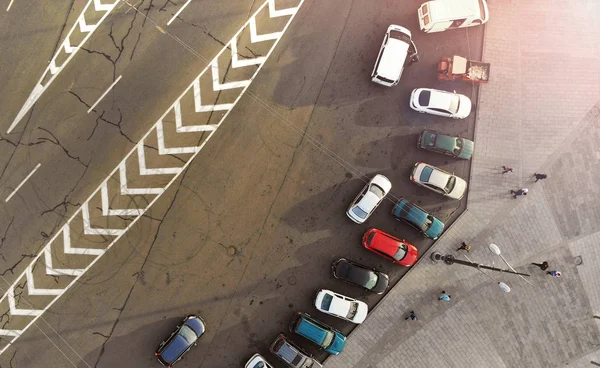 Detuvo Coches Cerca Del Estacionamiento Antena — Foto de Stock