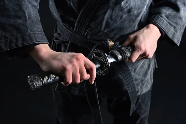 Espada Samurai Desnudando Fondo — Foto de Stock