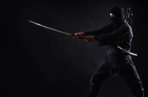 Ninja Samurai Warrior Dark Background — стокове фото