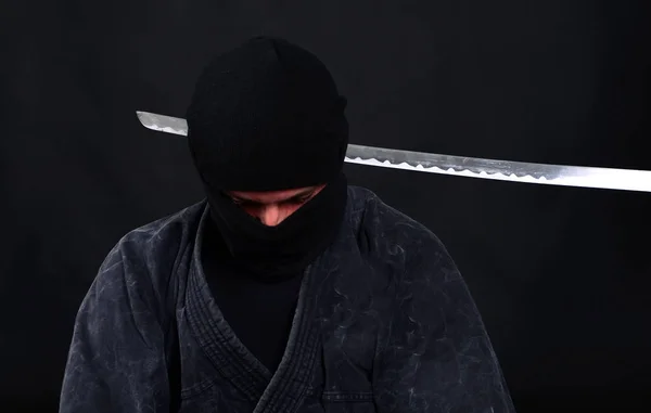 Scadenza Dell Esecuzione Spada Sopra Testa Guerriero Ninja Scena Scena — Foto Stock