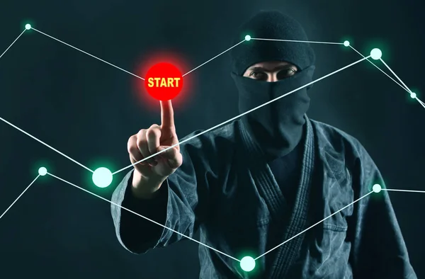 Hacker Begint Een Hacken Computergegevens Internet Web Bescherming Beveiligingsondergrond — Stockfoto