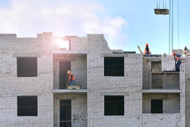 Tuğla ev arka plan inşaatı. 