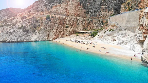 Aérien Belle Plage Kaputas Avec Eau Turquoise Turquie Baie Maritime — Photo