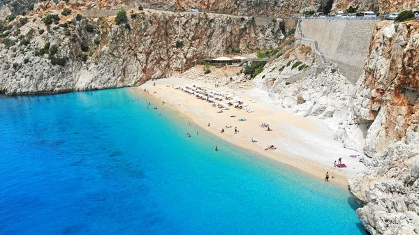 Aereo Spiaggia Kaputas Una Delle Baie Antalya Turchia Situato Vicino — Foto Stock