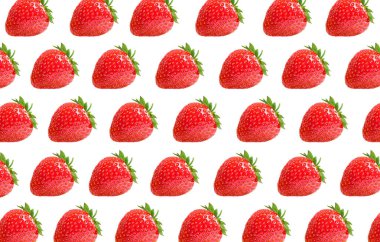 Beyaz bir arka plan üzerinde çilek berry ile Düz yatıyordu kompozisyon