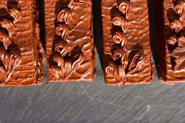 Čokoládové Koláče Pozadí Chutné Cukrovarnické Jídlo Kalorie — Stock fotografie