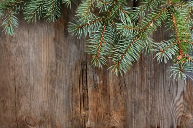 Kopya alanı ile ahşap ve köknar ağacı ile Noel arka plan