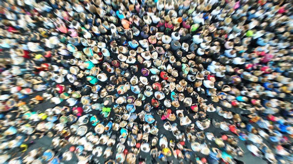 Aérea Gente Agrupa Fondo Con Efecto Desenfoque Radial Reunión Masiva —  Fotos de Stock