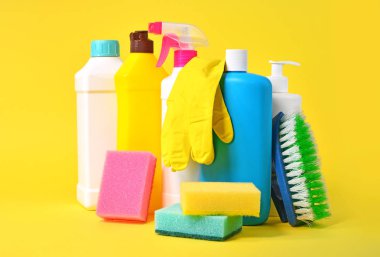 Temizlik servisi için ev kimyasalları.