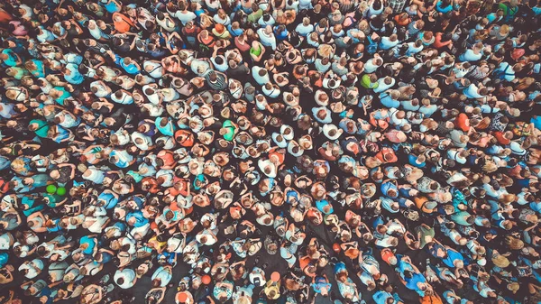 Aerial People Crowd Background Mass Gathering Many People Top View — Stock Photo, Image