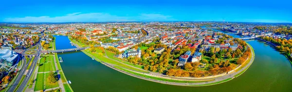 Havadan Krakow Vistula Nehrinin Panoramik Manzarası Polonya — Stok fotoğraf