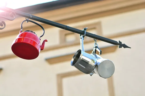 Théière Bouilloire Cafetière Dans Décoration Extérieure — Photo