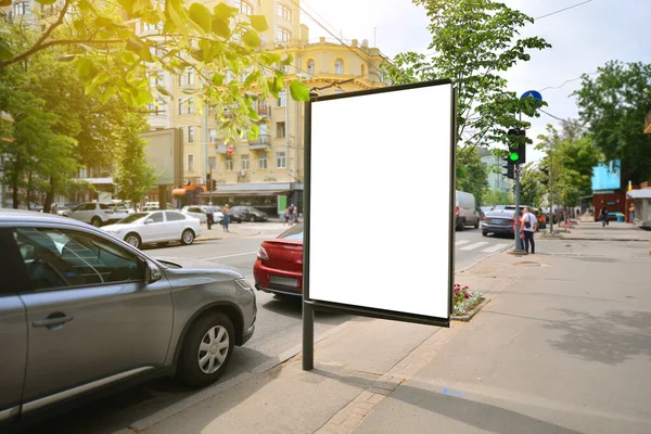Reklamınız Için Boş Sokak Lambası Maketi — Stok fotoğraf