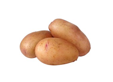 Beyaz arka planda izole edilmiş doğal bir patates. Kırpma yolu için hazır.