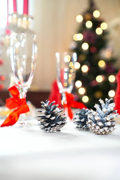 Vakantie Tafel Setting Voor Kerstfeest — Stockfoto