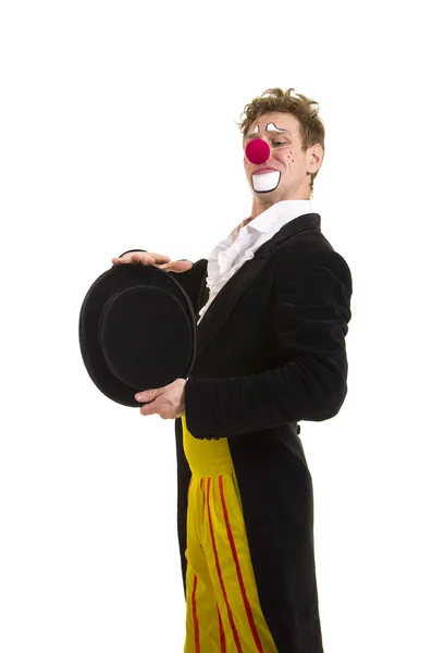 Happy Clown Funny Expression Isolated Image White Background Studio Shot — Stock Photo, Image