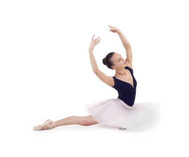 Muhteşem balerin, beyaz tutu dans bale.