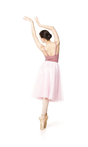 Элегантная девушка в розовой юбке и бежевом балете . — стоковое фото