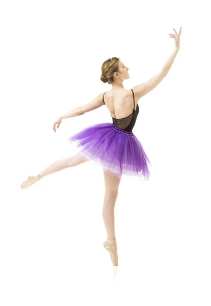 Girl in purple tutu and black leotard dance ballet. — Stock Photo, Image