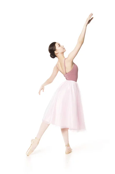 Élégante fille dans une jupe rose et beige top danse ballet . — Photo