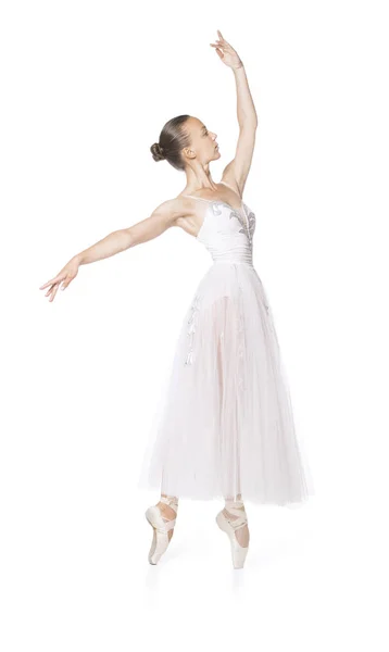 Mince fille dans un corset blanc tutu danse ballet . — Photo