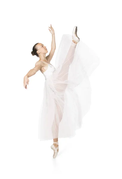 Mince fille dans un corset blanc tutu danse ballet . — Photo