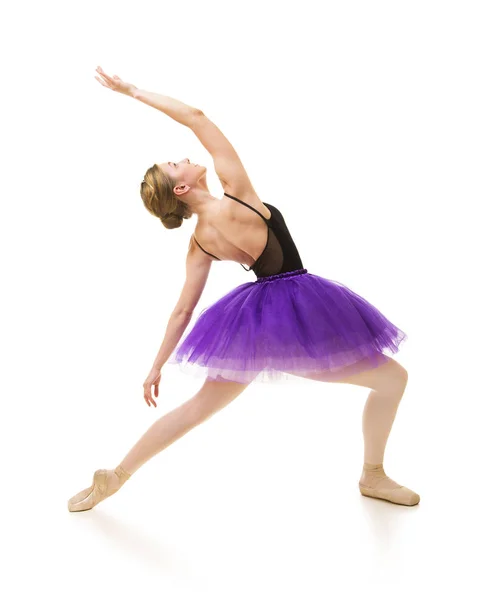 Ragazza in tutù viola e body danza nera balletto . — Foto Stock