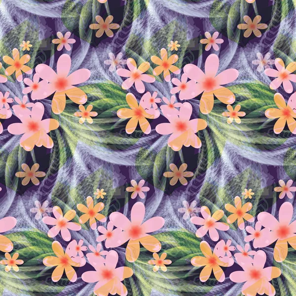 无缝装饰图案插图植物花卉背景纹理壁纸面料 — 图库照片