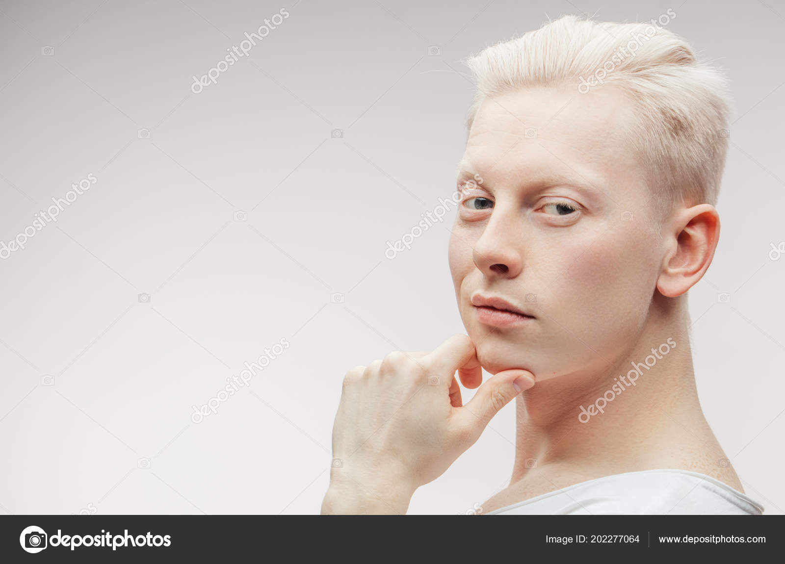 Fashion Model Male Isolated On White Handsome Albino Guy Closeup Stock Photo C Ufabizphoto