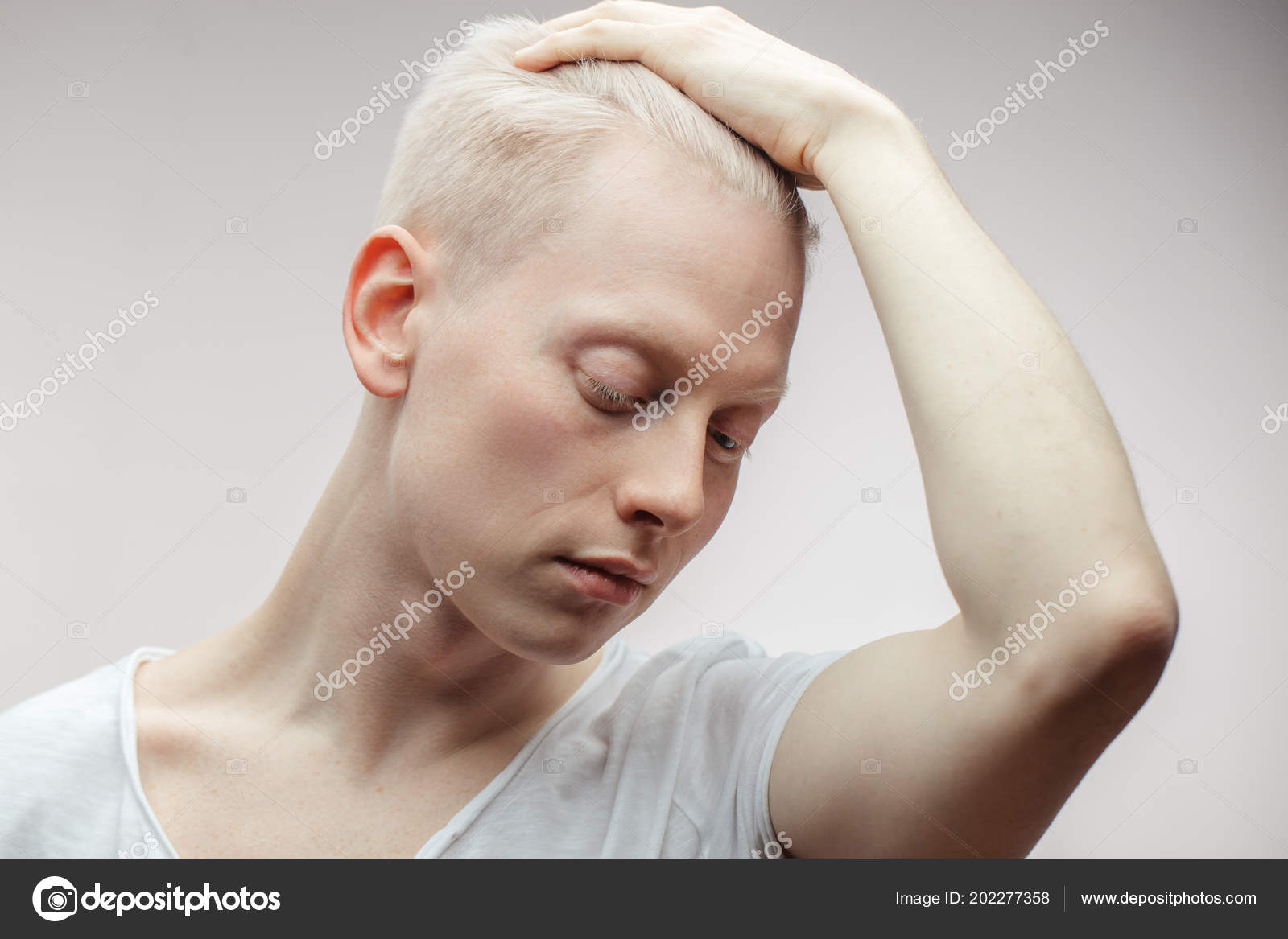 Fashion model male isolated on white. Handsome albino guy closeup. Stock Photo by ©ufabizphoto 202277358 Fashion model male isolated on white. Handsome albino guy closeup. Stock Photo by ©ufabizphoto 202277358