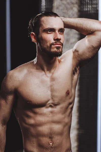 stock image young bodybuilder posing to the camera