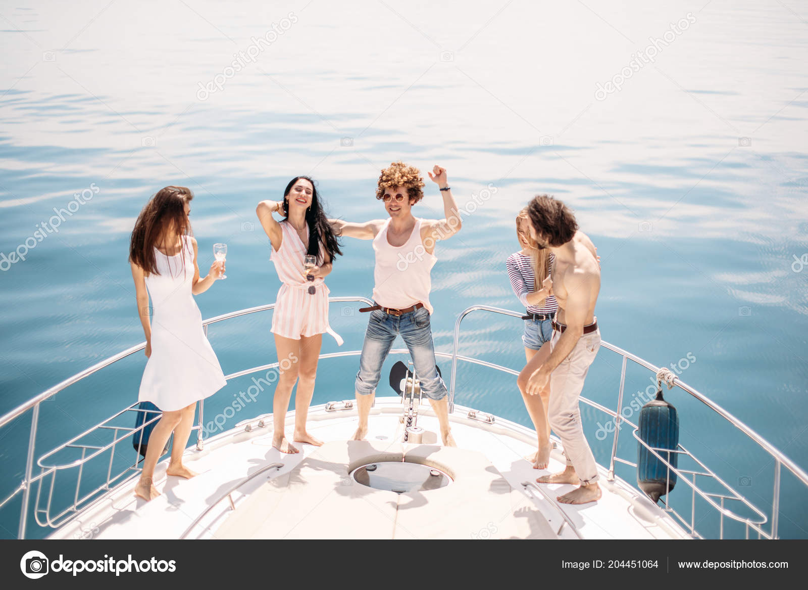 Marine Cruise And Vacation Youngsters With Champagne Glasses On Boat Or Yacht Stock Photo By C Ufabizphoto