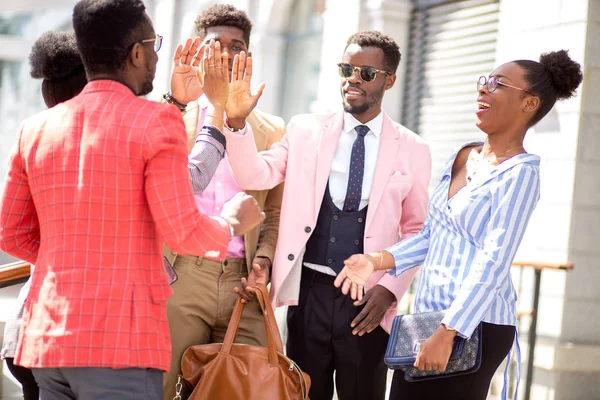 Active businessmen celebrating the victory — Stock Photo, Image