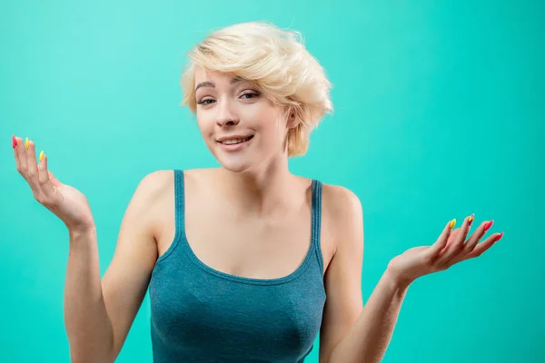 Uncertain hipster with raised arms. reaction concept — Stock Photo, Image