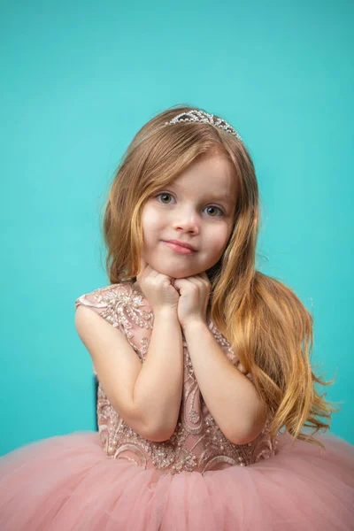 可爱的愉快迷人的小女孩的肖像在公主礼服 — 图库照片