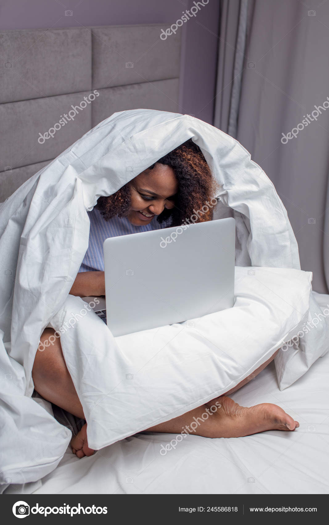 Happy Girl Typing A Secret Information While Sitting In The